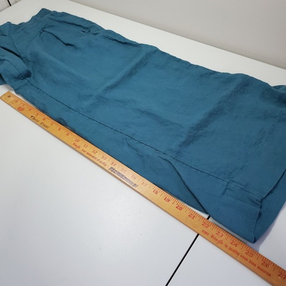 Athleta Womens Linen Wide Leg Pants Size 0 Teal‎ Cropped Beach Travel Resort - Picture 13 of 15